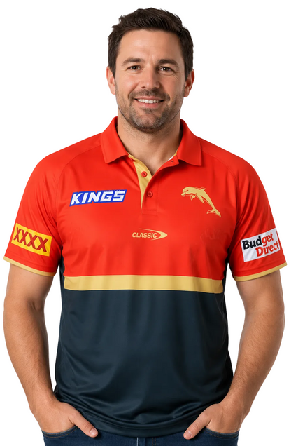 Redcliffe Dolphins NRL Mens Media Polo Shirt