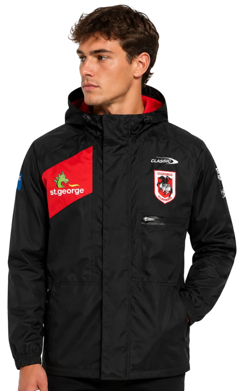St George Dragons NRL Mens Wet Weather Jacket - FLEECE INNER LINING!!!
