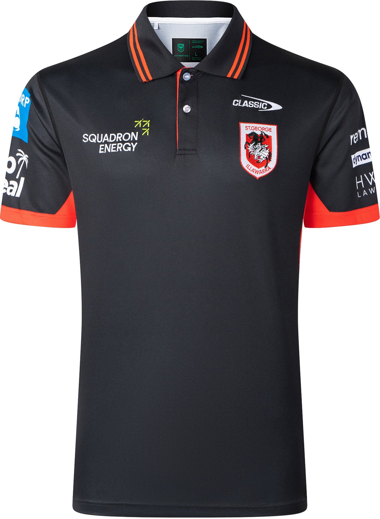 St George Dragons 2026 NRL Mens Black Team Polo Shirt