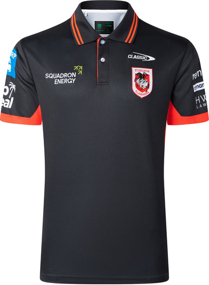 St George Dragons 2026 NRL Mens Black Team Polo Shirt
