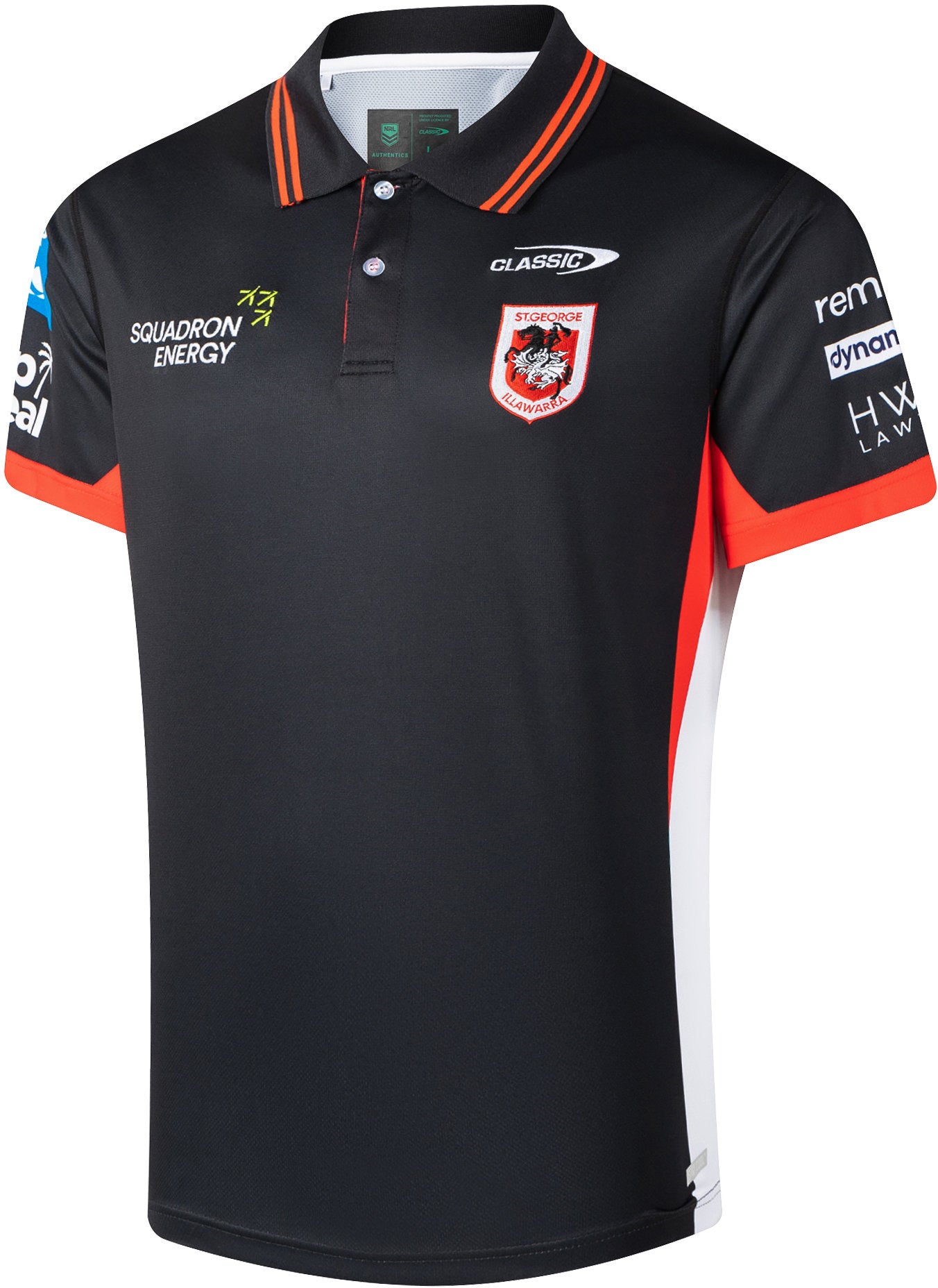 St George Dragons 2026 NRL Mens Black Team Polo Shirt