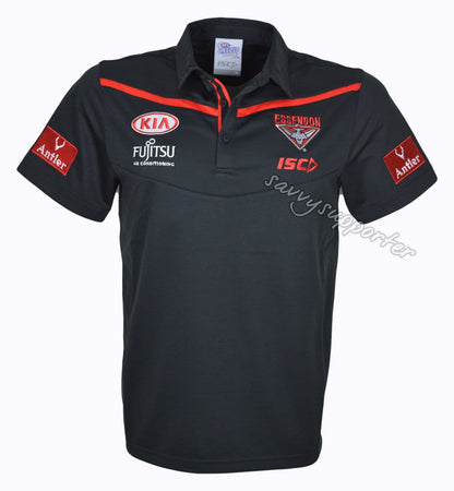 Essendon Bombers AFL Black Media Polo Shirt Mens & Ladies