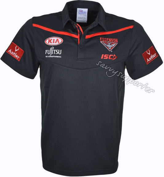 Essendon Bombers AFL Black Media Polo Shirt Mens & Ladies