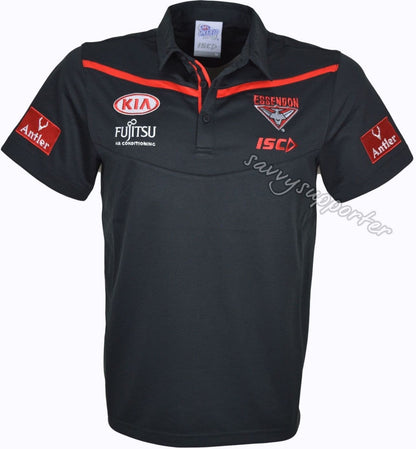 Essendon Bombers AFL Black Media Polo Shirt Mens & Ladies