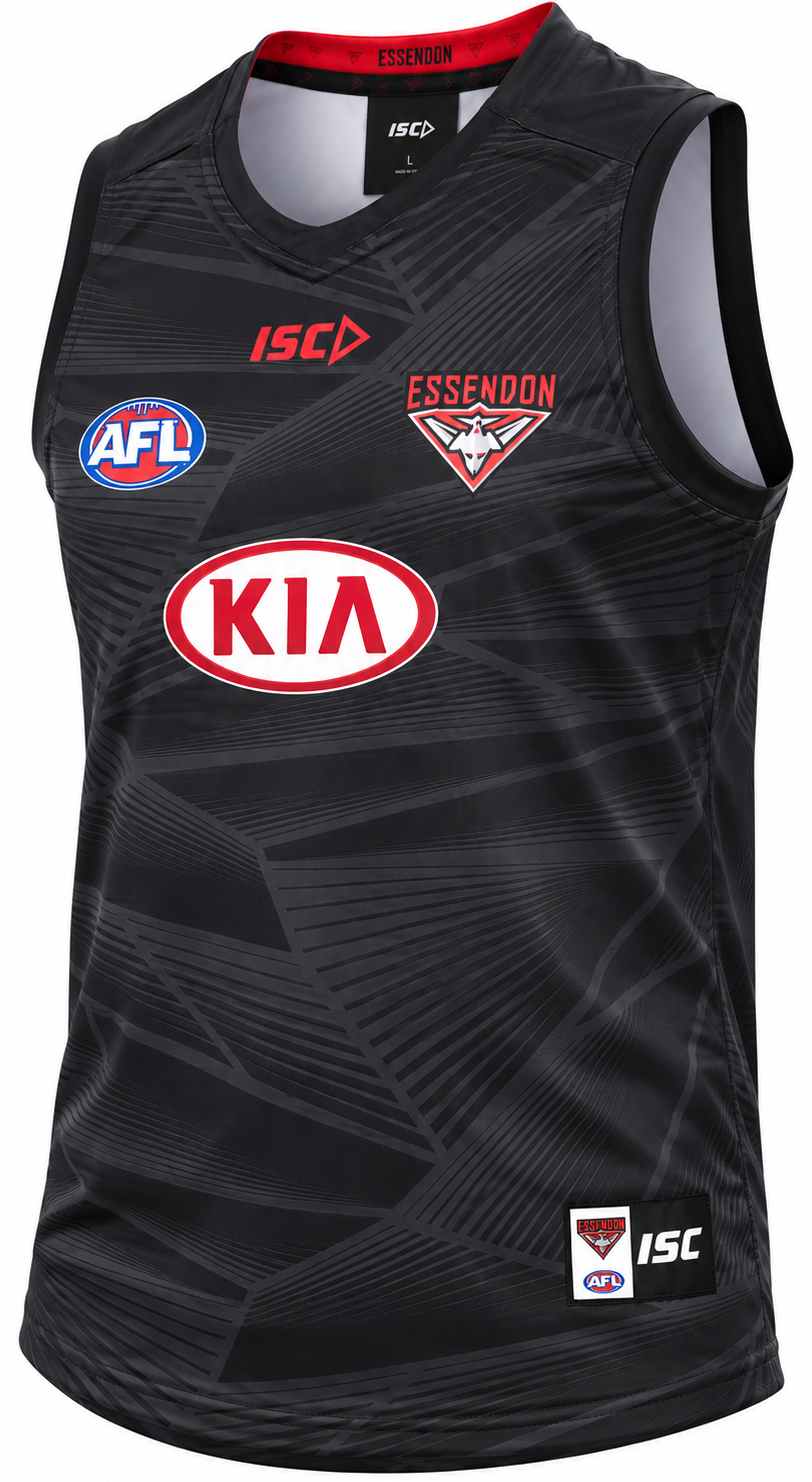 Essendon Bombers AFL Mens Black Training Guernsey 3XL