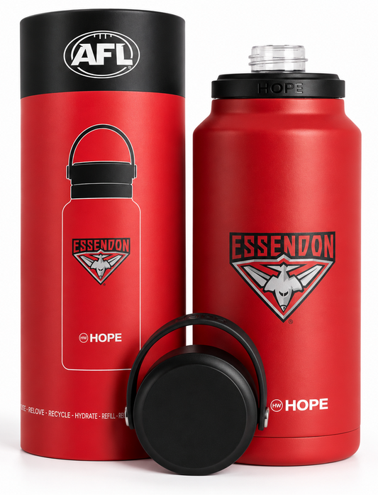 Essendon Bombers 2026 AFL Red Insulated Stainless 1 Litre Stainless Steel Drink Bottle