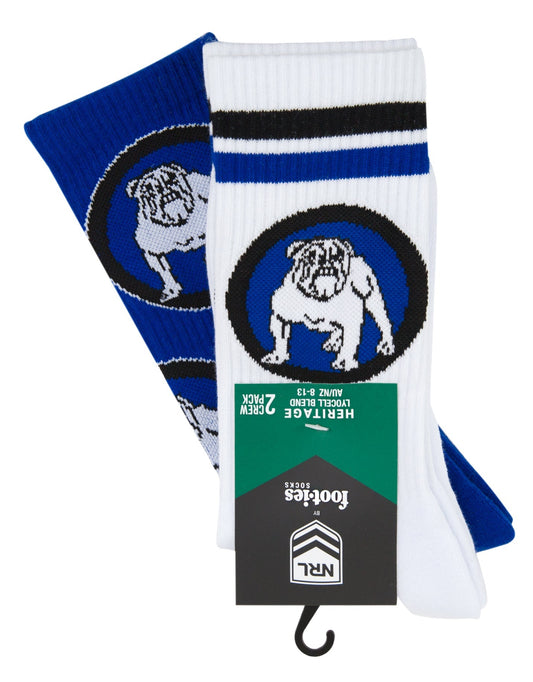 Canterbury Bulldogs 2026 NRL Mens 8-13 Retro Sneaker Sock 2 Pack