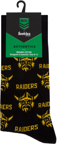 Canberra Raiders 2026 NRL Mens 8-13 Black Cotton Crew Sock