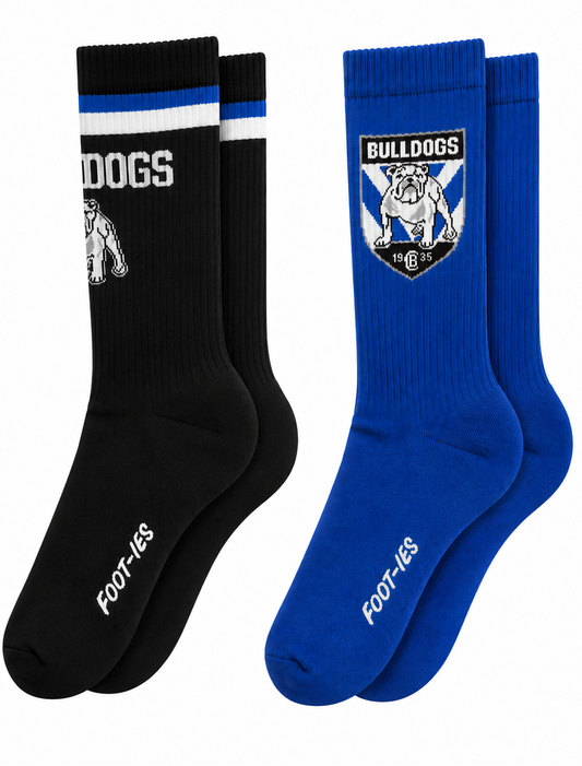 Canterbury Bulldogs NRL Adults Sports Crew 2 Pack Socks