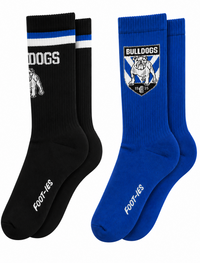 Canterbury Bulldogs NRL Adults Sports Crew 2 Pack Socks
