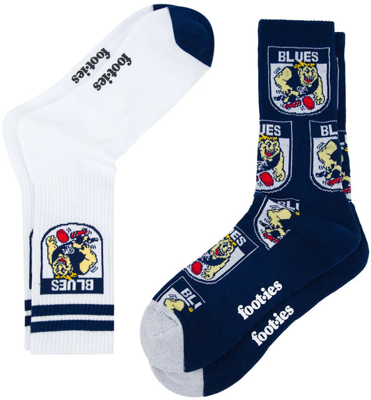 Carlton Blues 2026 AFL Mens 8-13 Retro Sneaker Sock 2 Pack