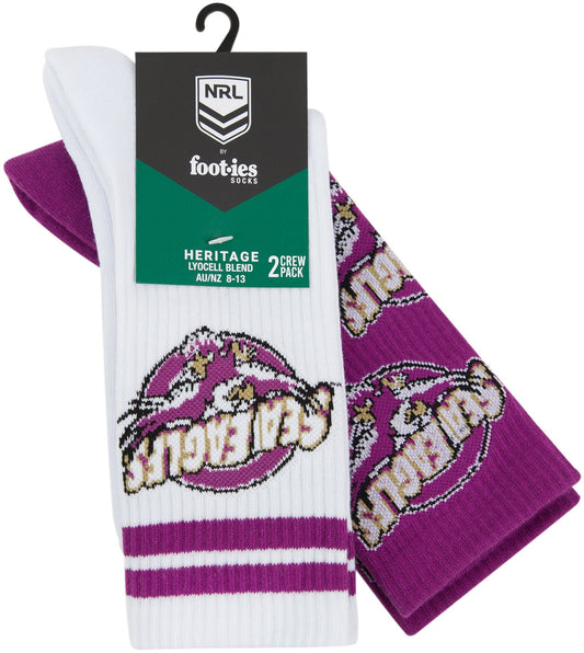 Manly Sea Eagles 2026 NRL Mens 8-13 Retro Sneaker Sock 2 Pack
