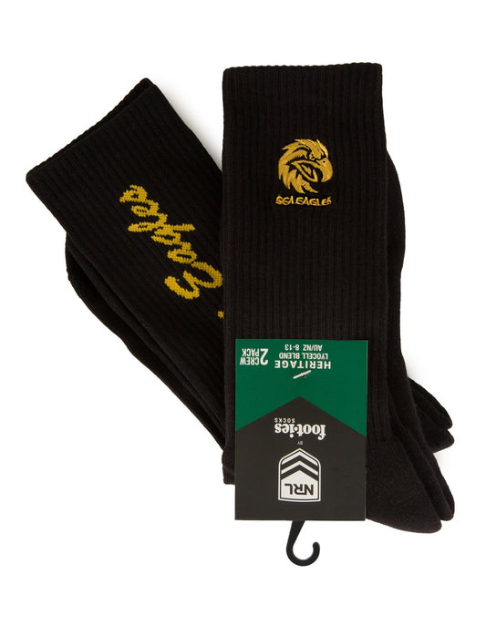Manly Sea Eagles 2026 NRL Mens Black Sneaker Sock 2 Pack Size 8-13 Mens  Size 8-13 Mens