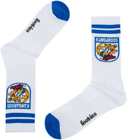 North Melbourne Kangaroos 2026 AFL Mens 8-13 Retro Sneaker Sock 2 Pack
