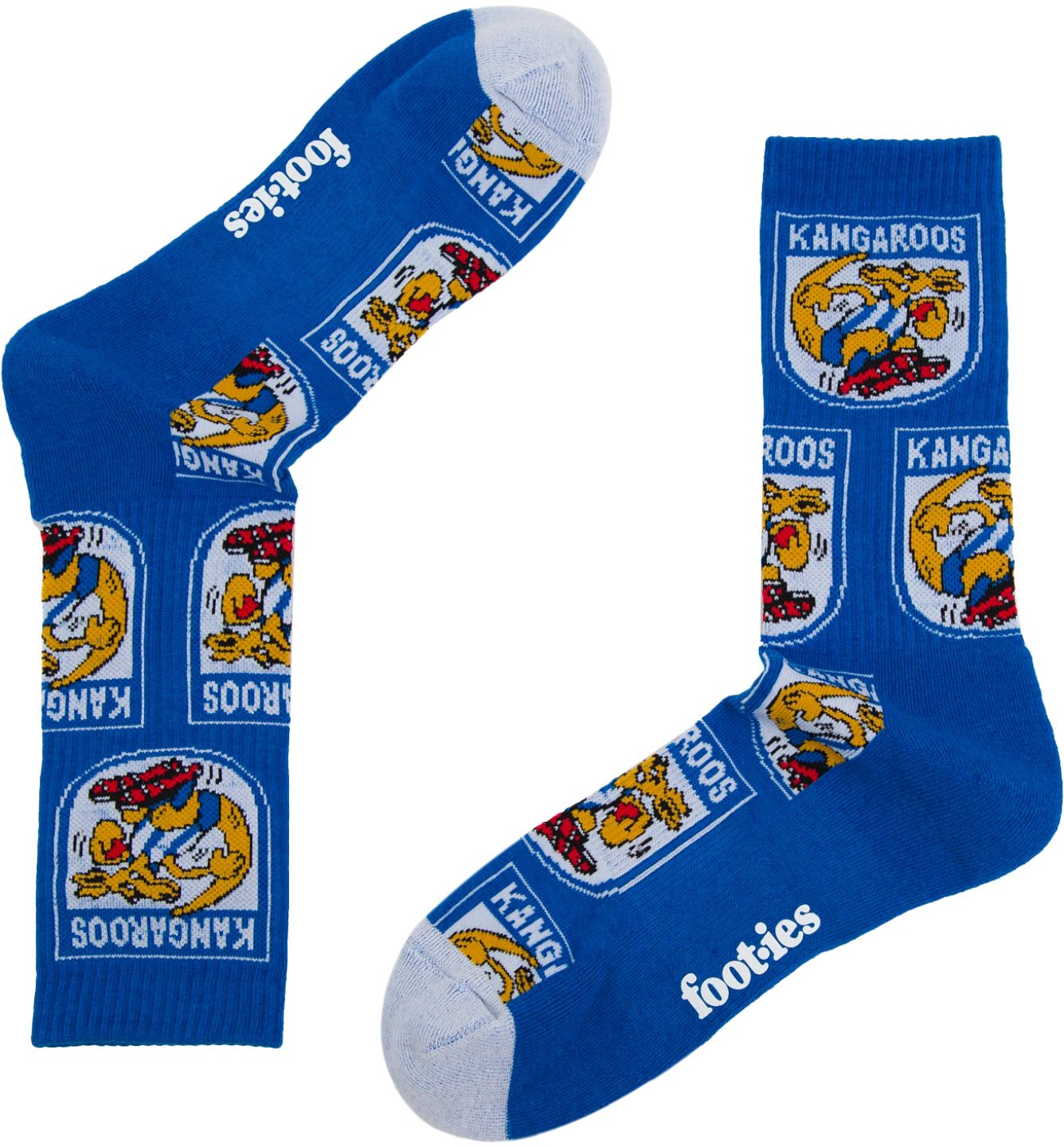 North Melbourne Kangaroos 2026 AFL Mens 8-13 Retro Sneaker Sock 2 Pack