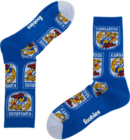 North Melbourne Kangaroos 2026 AFL Mens 8-13 Retro Sneaker Sock 2 Pack