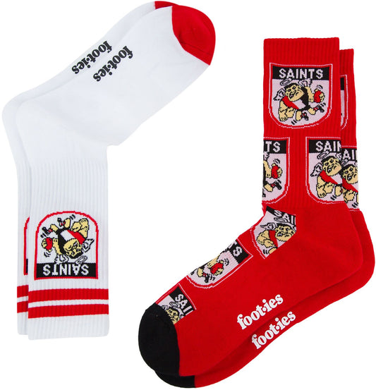 St Kilda Saints 2026 NRL Mens 8-13 Retro Sneaker Sock 2 Pack