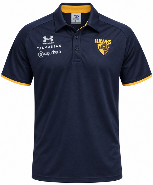 Hawthorn Hawks 2026 AFL Mens Midnight Media Polo Shirt