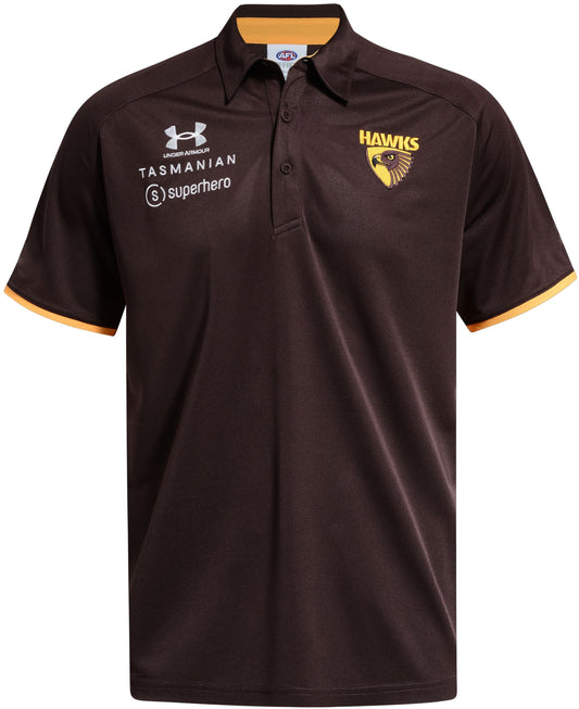 Hawthorn Hawks 2026 AFL Mens Brown Media Polo Shirt