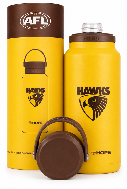 Hawthorn Hawks 2026 AFL Yellow Insulated Stainless 1 Litre Stainless Steel Drink Bottle