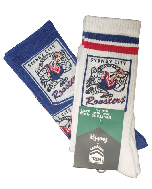 Sydney Roosters 2026 NRL Mens 8-13 Retro Sneaker Sock 2 Pack