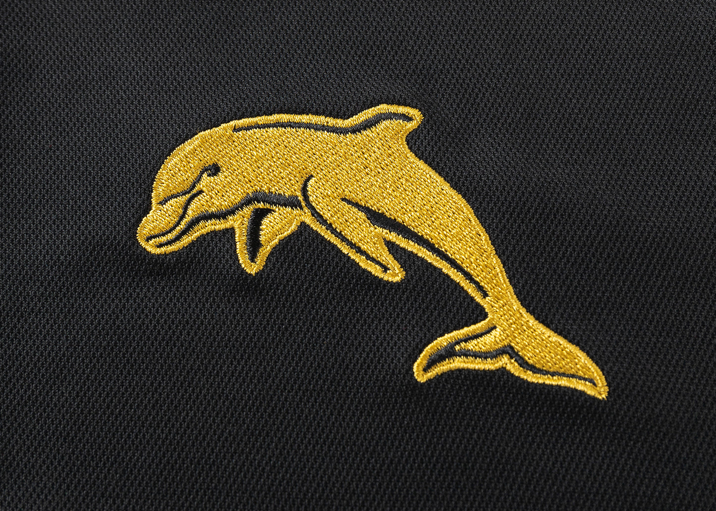 Dolphins 2025 NRL Ladies Black Players Polo Shirt