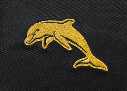 Dolphins 2025 NRL Ladies Black Players Polo Shirt