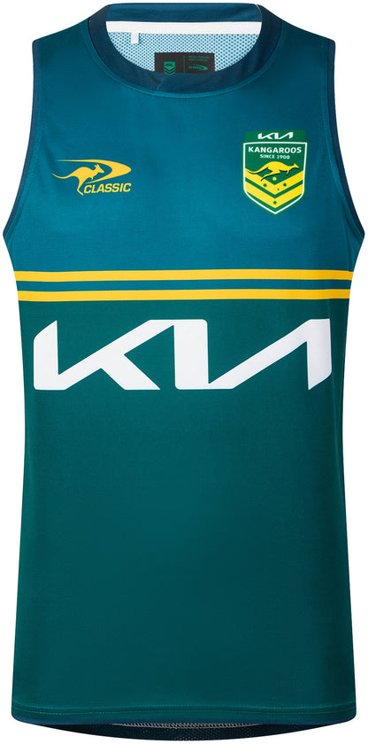 Australian Kangaroos 2026 RLWC Mens Dark Green Training Singlet