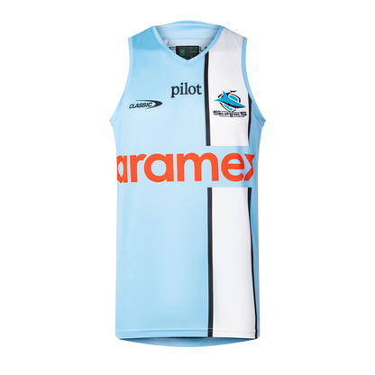 Cronulla Sharks 2026 NRL Kids Sky Training Singlet