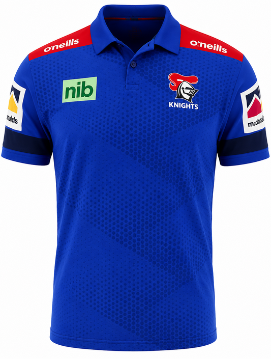 Newcastle Knights NRL Mens Royal Media Polo Shirt