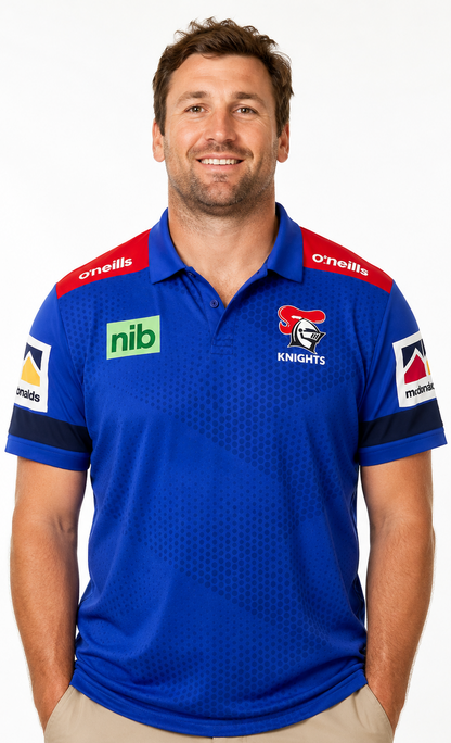 Newcastle Knights NRL Mens Royal Media Polo Shirt