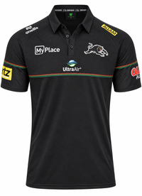 Penrith Panthers 2025 NRL Mens Black Media Polo Shirt