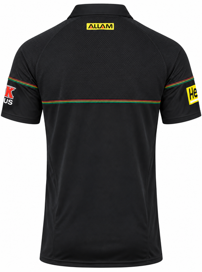 Penrith Panthers 2025 NRL Mens Black Media Polo Shirt