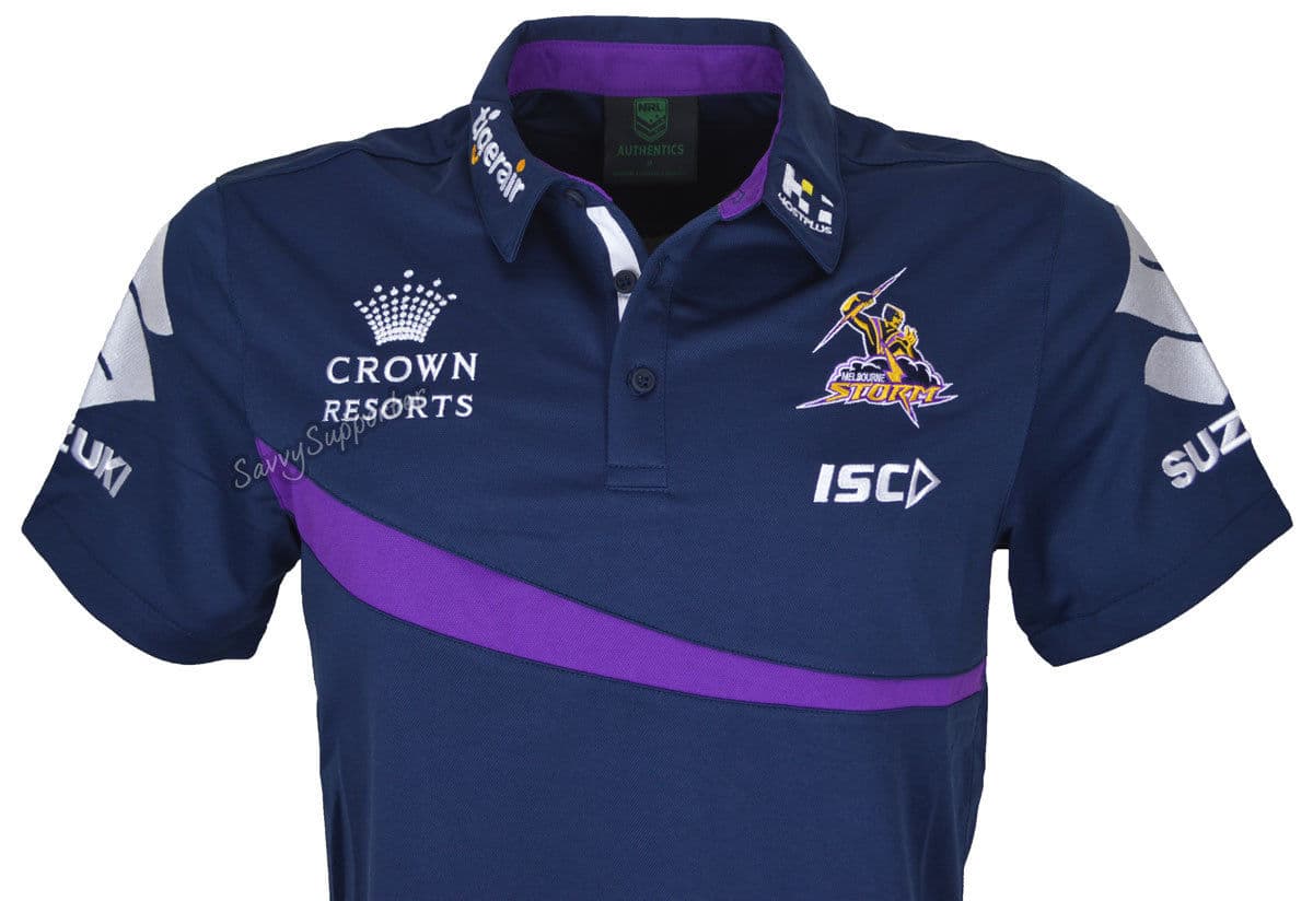 Melbourne Storm NRL Ladies Navy Media Polo Shirt