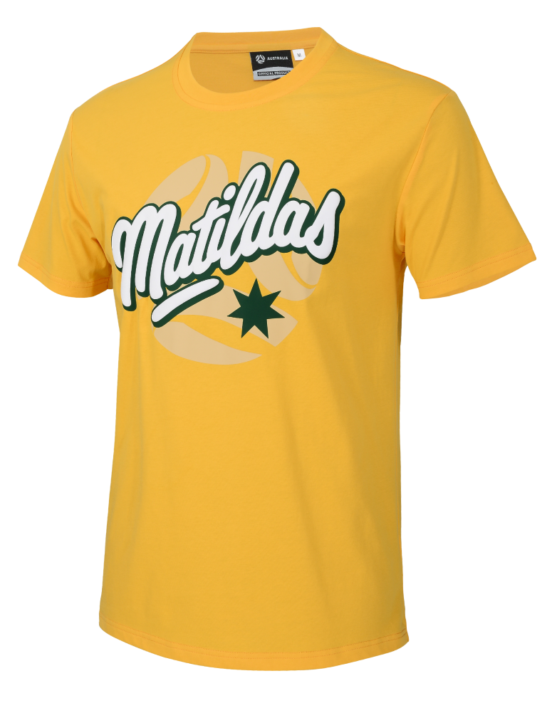Australian Matildas 2026 Football Adults Gold Puff Print Shirt