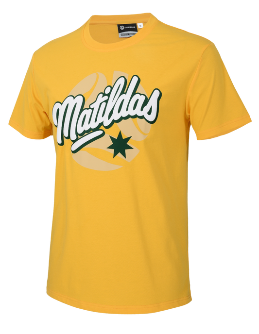 Australian Matildas 2026 Football Adults Gold Puff Print Shirt