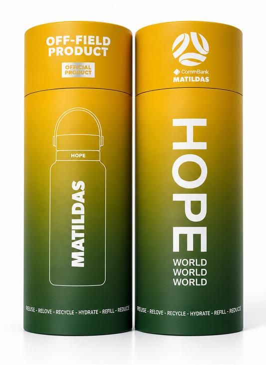 Australian Matildas 2026 Football Green Gold 750ml Insulated Stainless Steel Drink Bottle