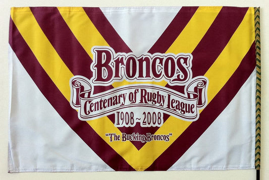 Brisbane Broncos Centenary Flag on a stick