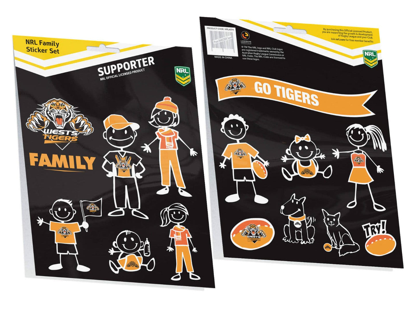 Wests Tigers My Family Sticker Sheet