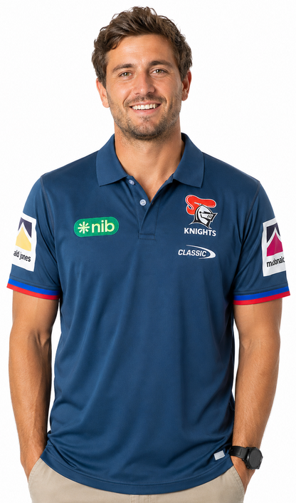 Newcastle Knights 2026 NRL Mens Media Polo Shirt
