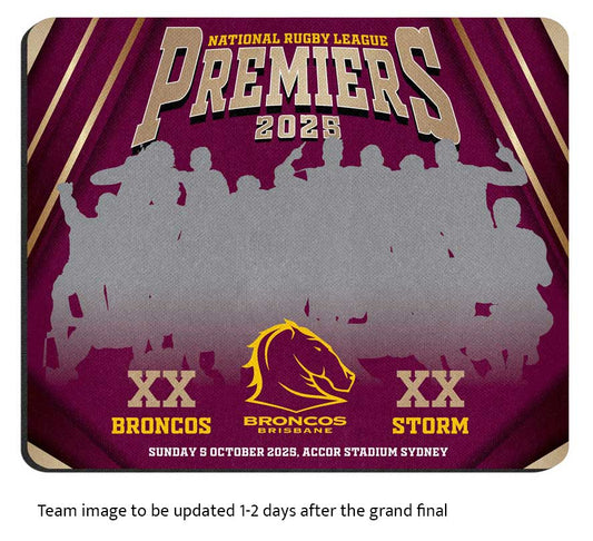 Brisbane Broncos 2025 NRL Premiers Team Mouse Mat *PRESALE*