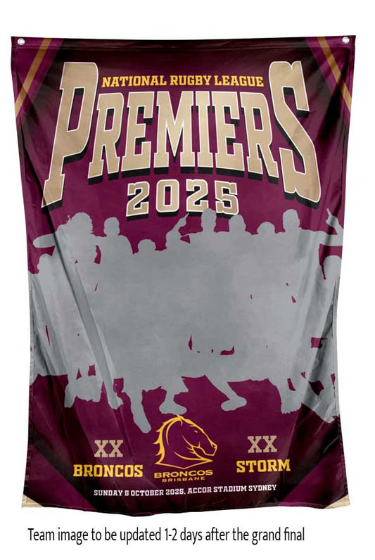 Brisbane Broncos 2025 NRL Premiers Team Wall Flag *PRESALE*