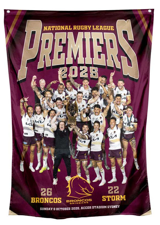 Brisbane Broncos 2025 NRL Premiers Team Wall Flag *PRESALE*