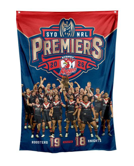 Sydney Roosters 2026 NRL Premiers Team Wall Flag *PRESALE*