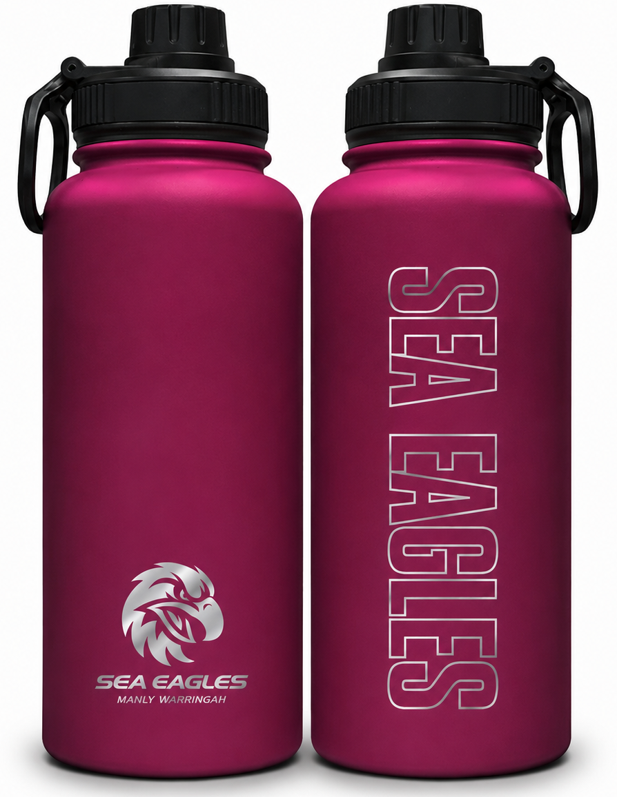 Manly Sea Eagles NRL 960ml Stainless Steel Drink Bottle
