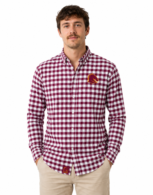 Brisbane Broncos NRL Mens Dawson Business Shirt