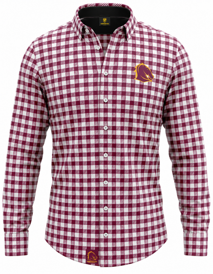 Brisbane Broncos NRL Mens Dawson Business Shirt