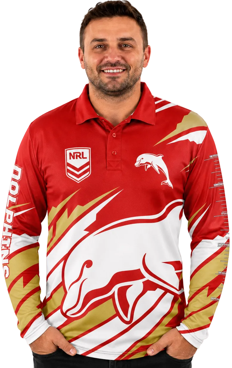 Dolphins NRL Mens Ignition Fishing Shirt