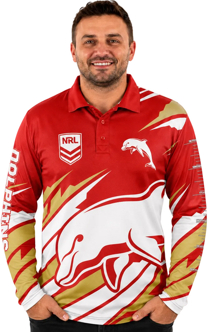 Dolphins NRL Mens Ignition Fishing Shirt