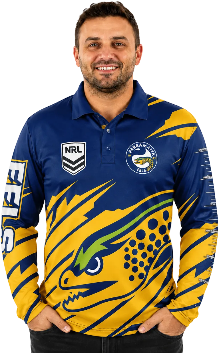 Parramatta Eels NRL Mens Ignition Fishing Shirt